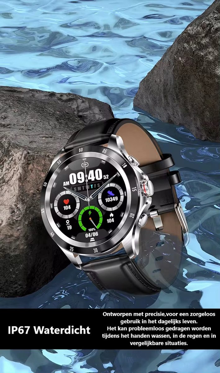 Darenci Platinum Pro Smartwatch Heren Staal Zilver Blauw