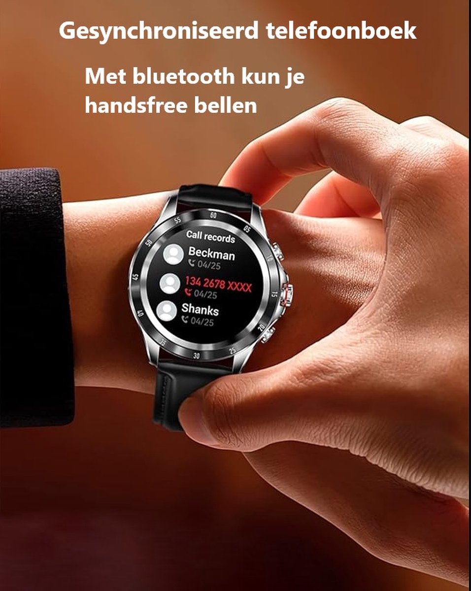 Darenci Platinum Pro Smartwatch Heren Staal Zilver Blauw