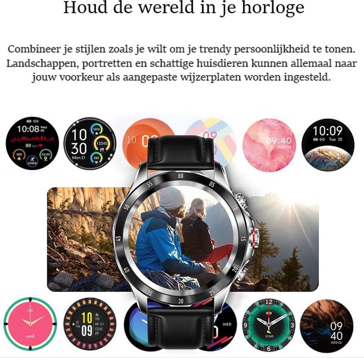 Darenci Platinum Pro Smartwatch Heren Staal Zilver Blauw