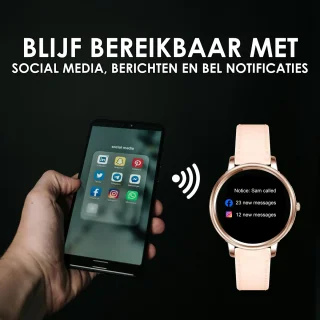 Darenci Smartwatch Classy Pro Roségoud Lederen Band