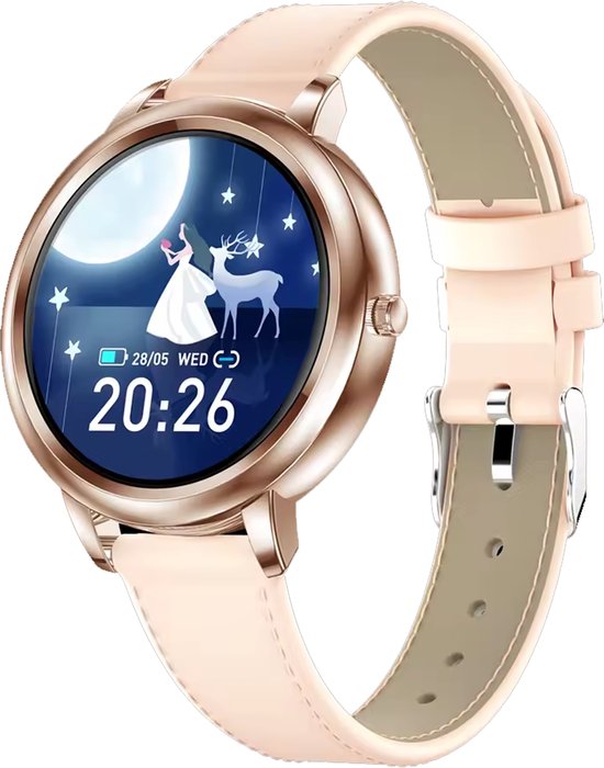 Darenci Smartwatch Classy Pro Roségoud Lederen Band
