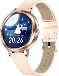 Darenci Smartwatch Classy Pro Roségoud Lederen Band