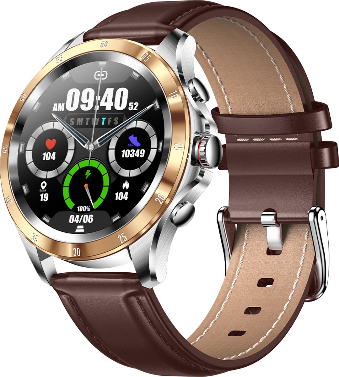 Darenci Smartwatch Platinum Pro Heren Goud Bruin