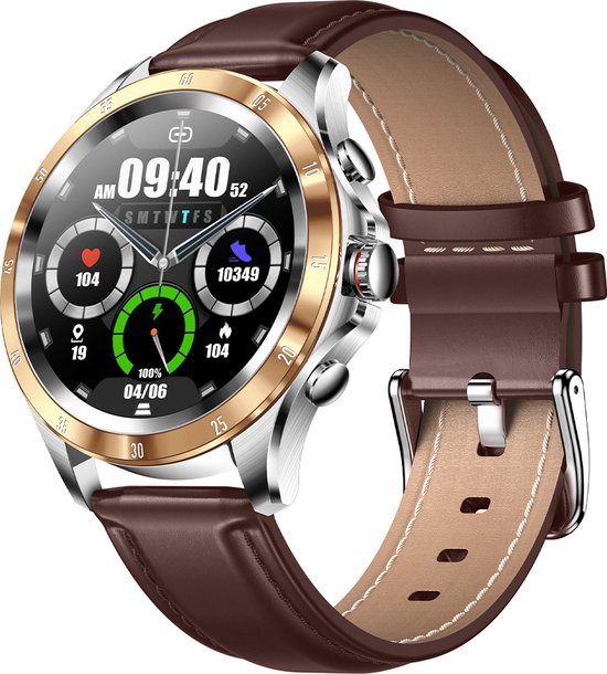 Darenci Smartwatch Platinum Pro Heren Goud Bruin