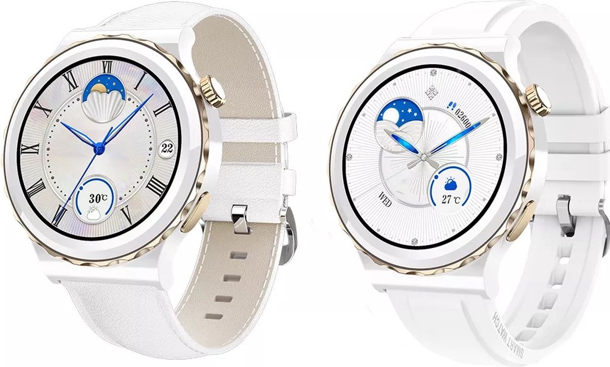 De Darenci Snow Fit Smartwatch Heren Wit/Goud in één oogopslag