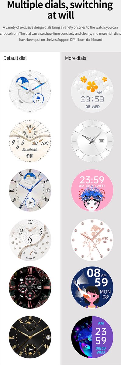 Darenci Snow Fit Smartwatch Heren Wit/Zilver