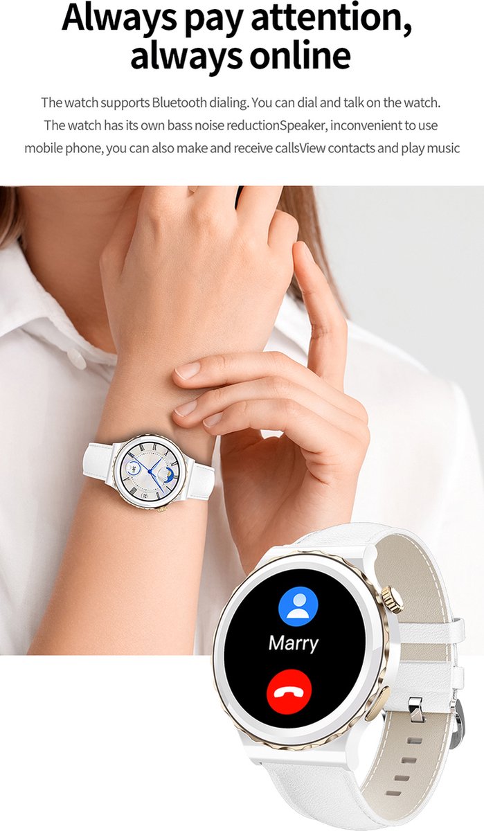 Darenci Snow Fit Smartwatch Heren Wit/Zilver