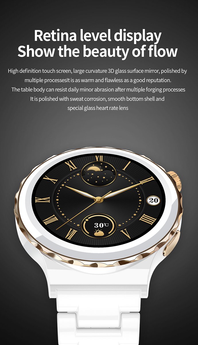 Darenci Snow Fit Smartwatch Heren Wit/Zilver