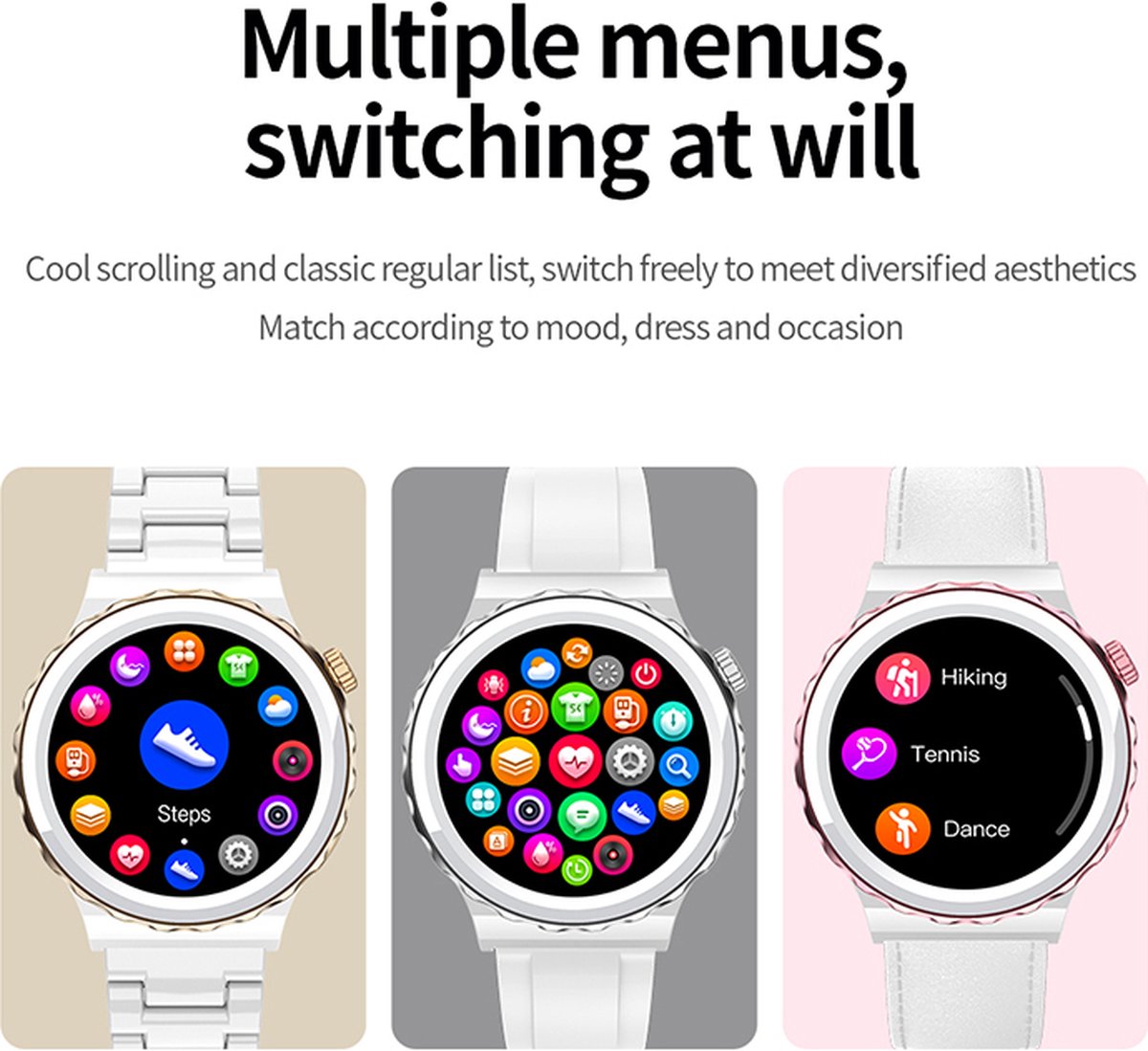 Darenci Snow Fit Smartwatch Heren Wit/Zilver