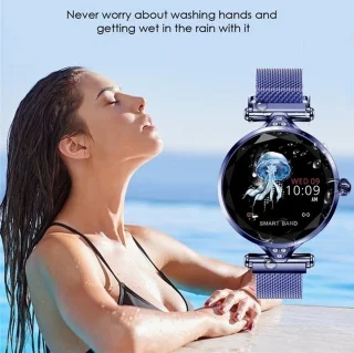 Darenci Sparkle Pro Smartwatch Blauw Stalen Band