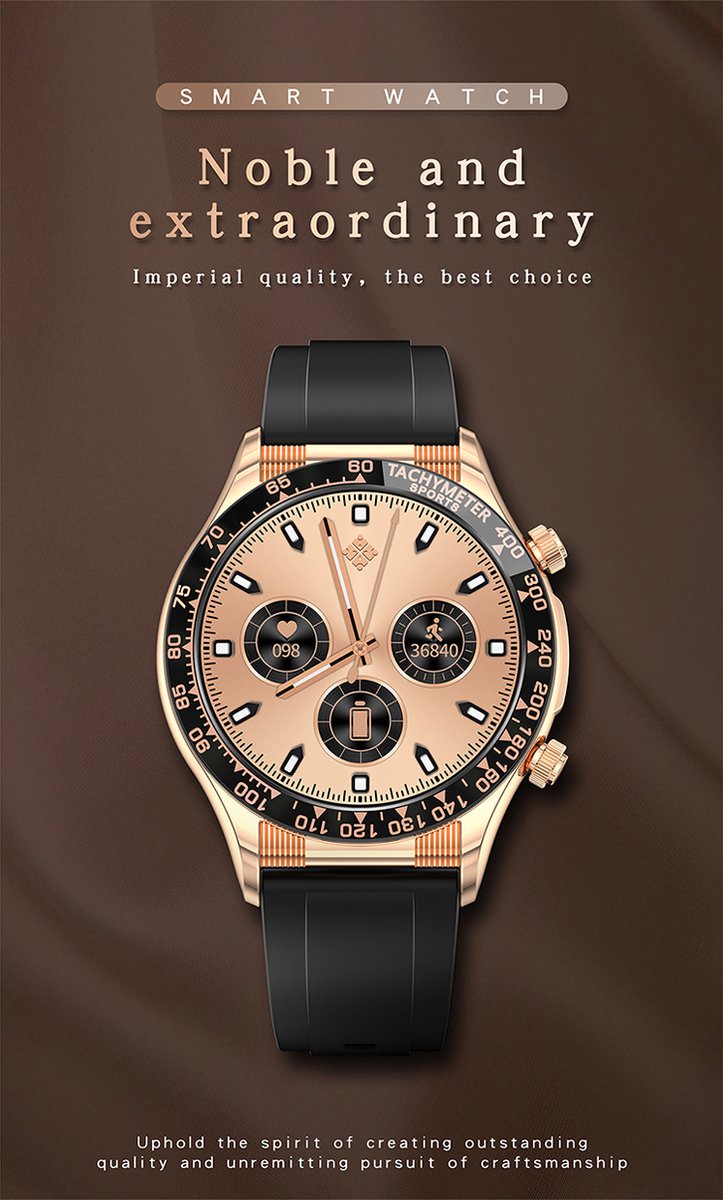 Darenci Superior Pro Smartwatch Heren Roségoud Bruin