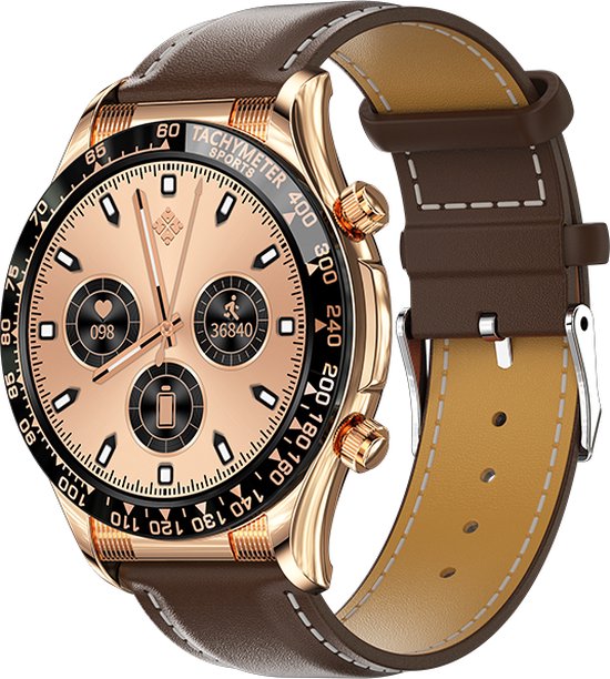 Darenci Superior Pro Smartwatch Heren Roségoud Bruin