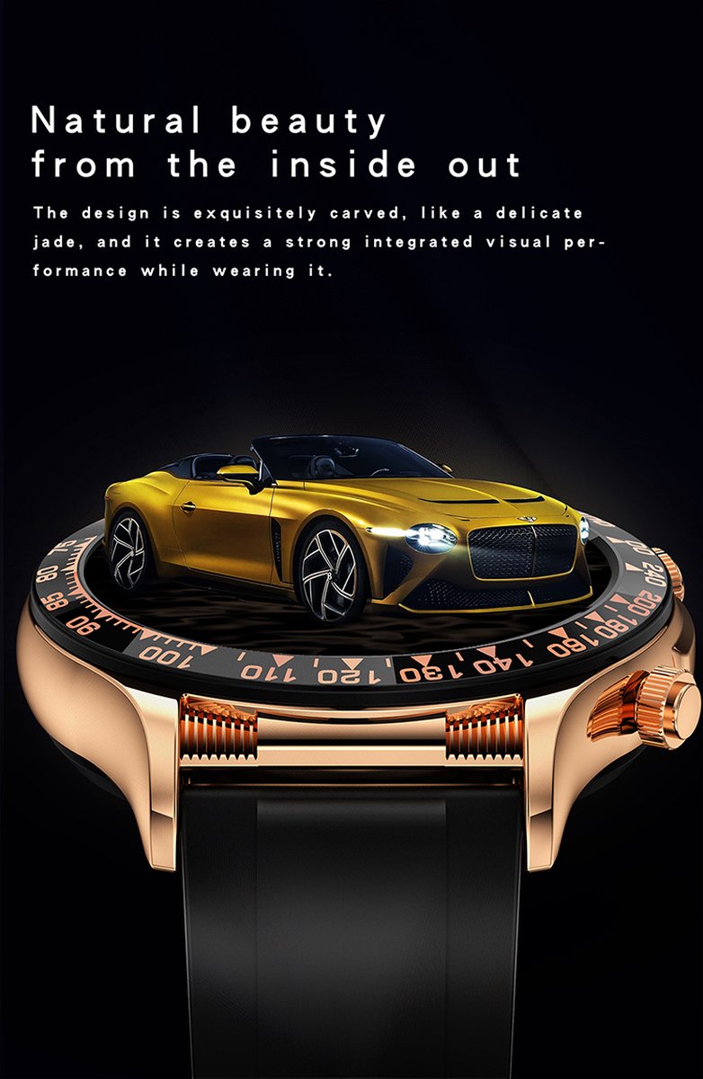 Darenci Superior Pro Smartwatch Heren Roségoud Stalen Band