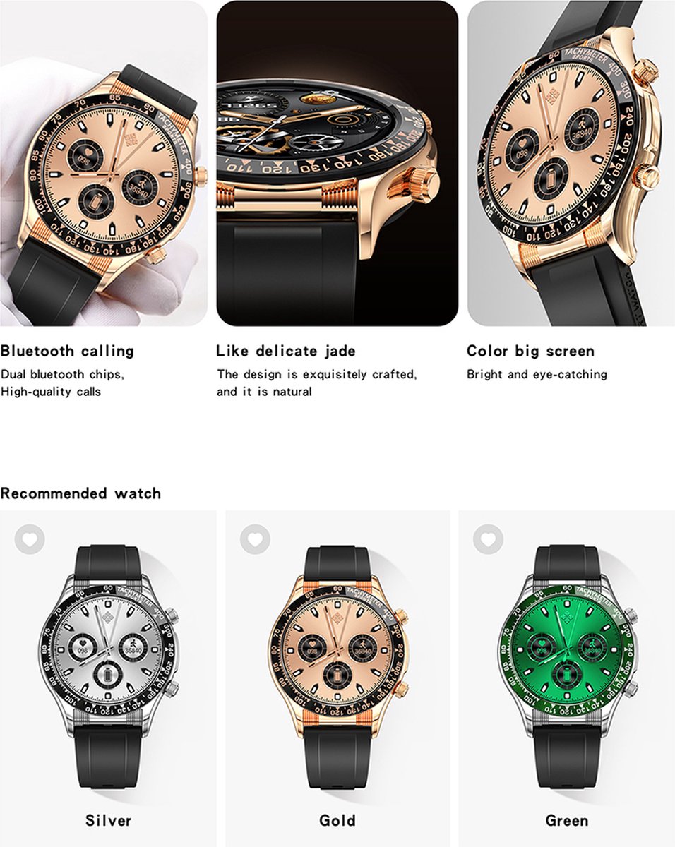 Darenci Superior Pro Smartwatch Heren Roségoud Stalen Band