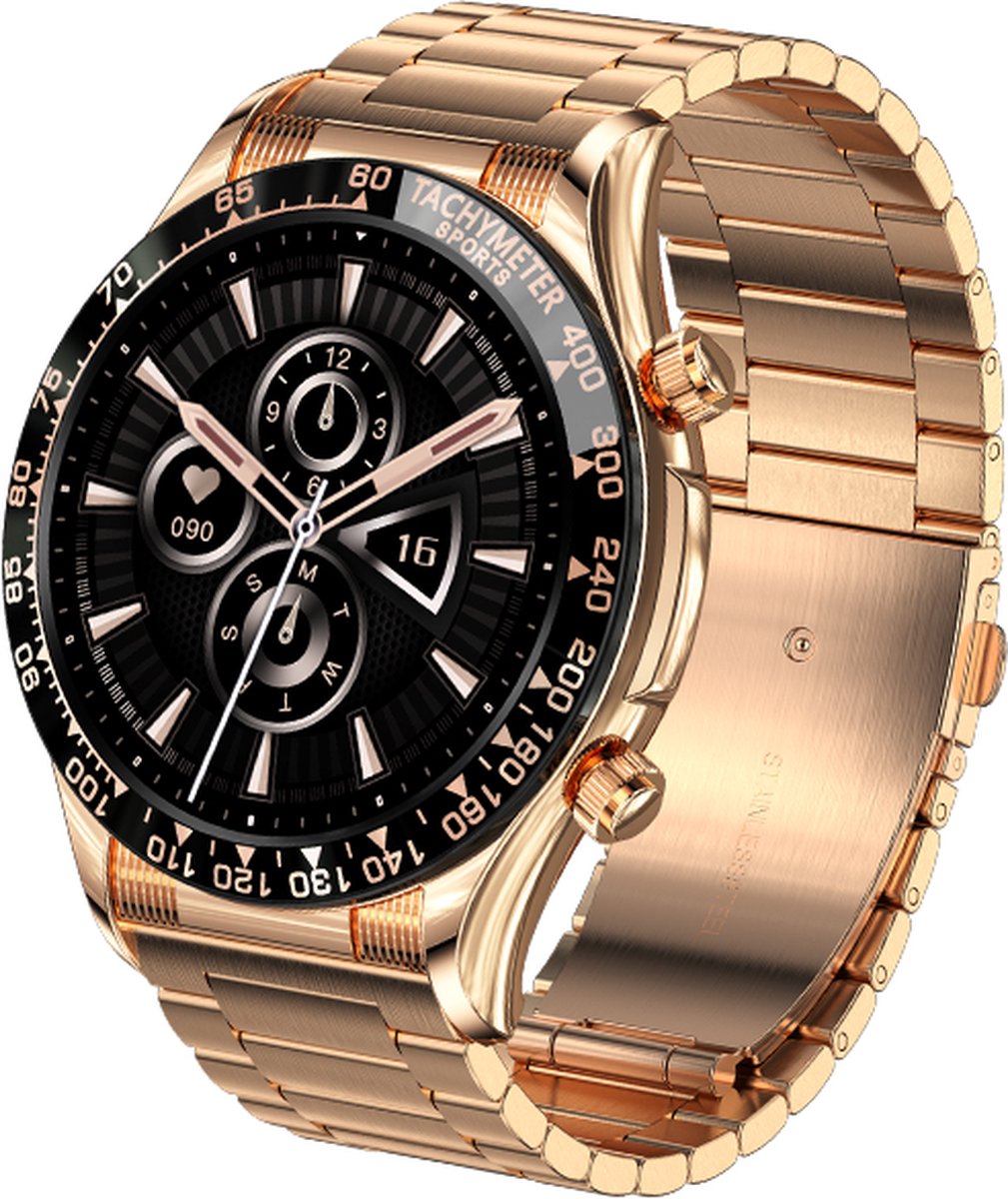 Darenci Superior Pro Smartwatch Heren Roségoud Stalen Band