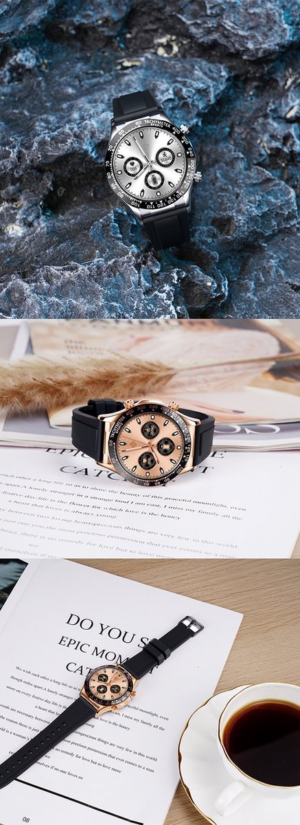 Darenci Superior Pro Smartwatch Heren Roségoud Stalen Band