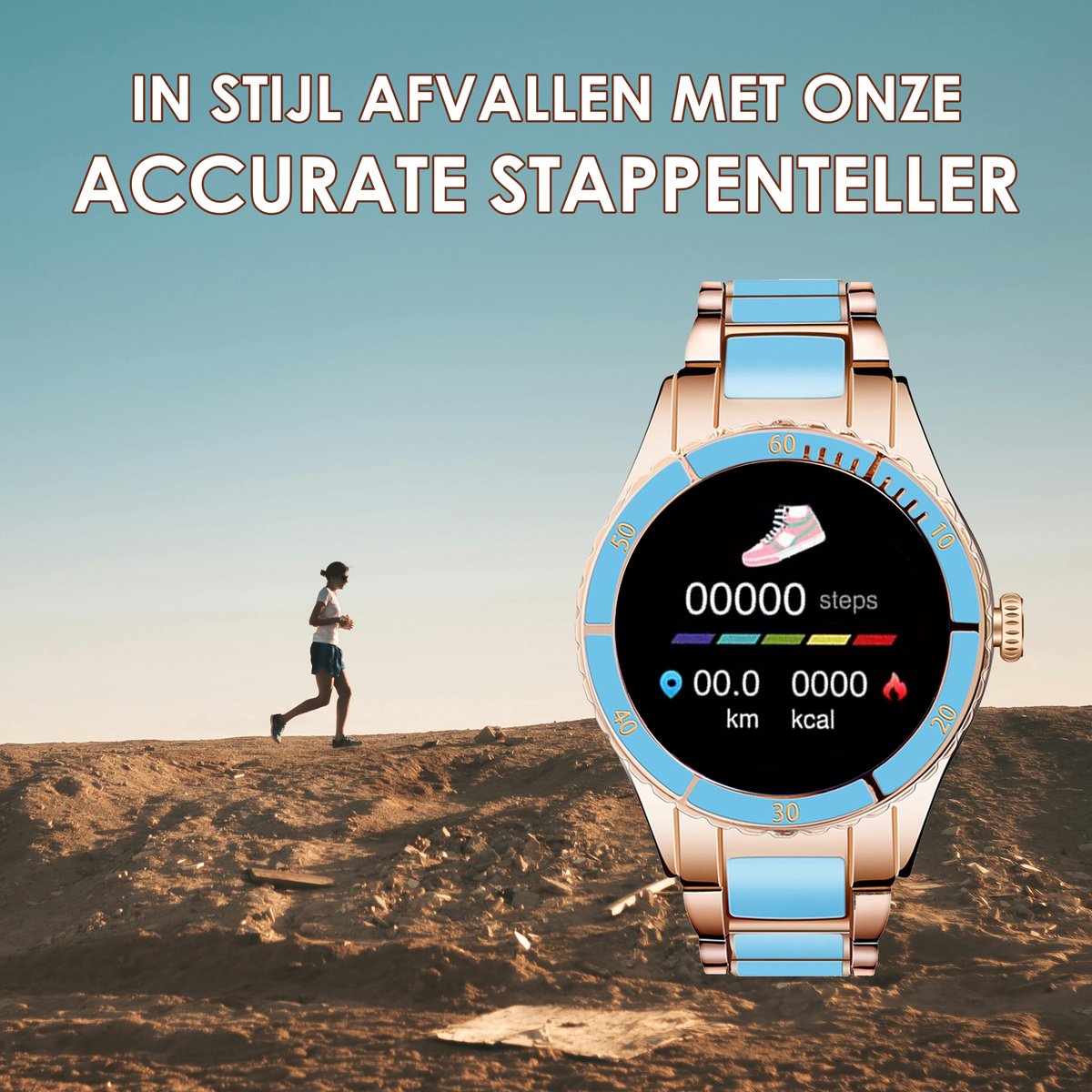 Darenci Timeless Smartwatch Blauw