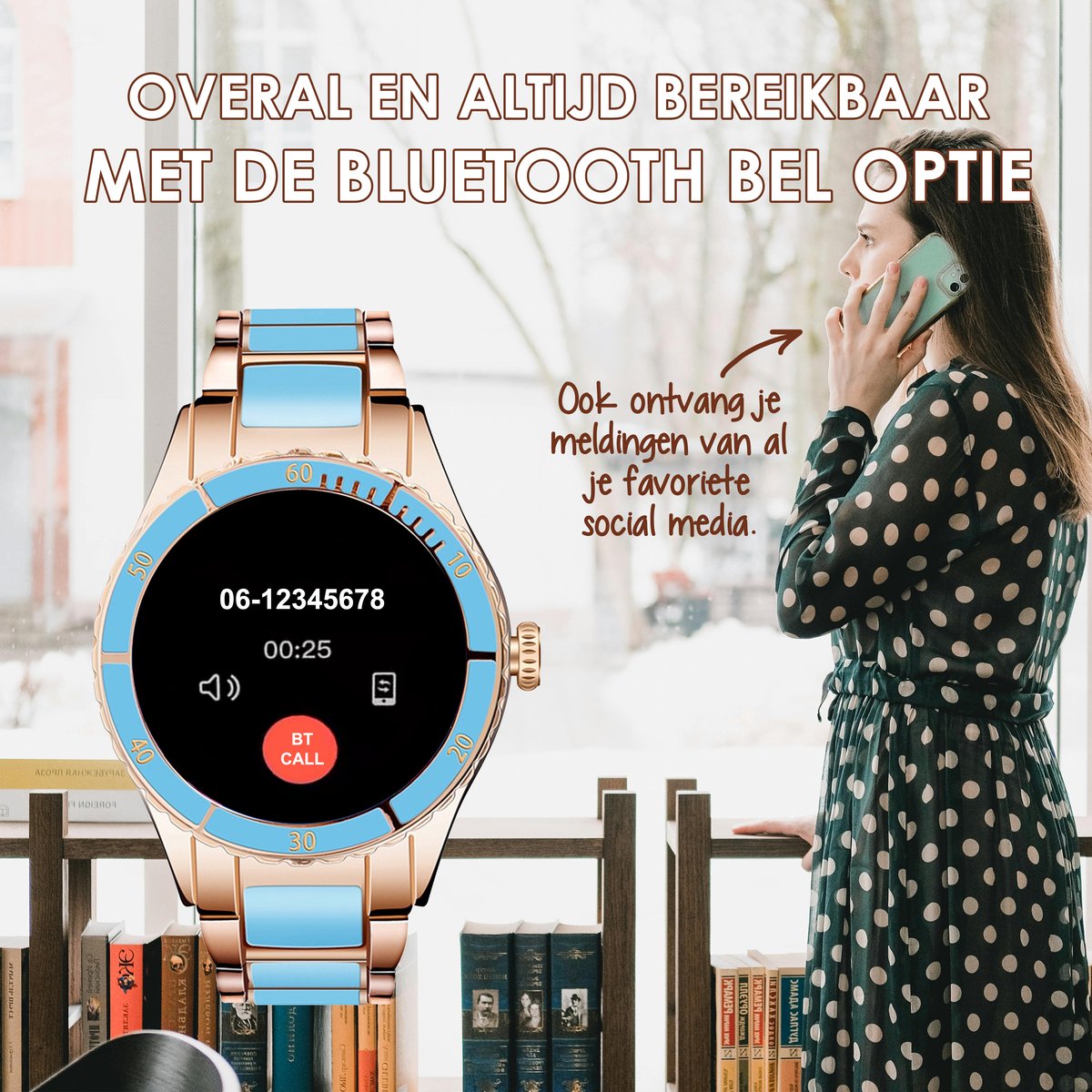 Darenci Timeless Smartwatch Blauw
