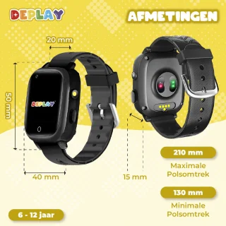 DEPLAY 4G KidsWatch GPS Kinder Smartwatch Zwart