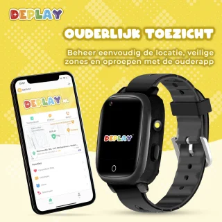 DEPLAY 4G KidsWatch GPS Kinder Smartwatch Zwart