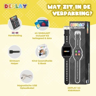 DEPLAY 4G KidsWatch GPS Kinder Smartwatch Zwart