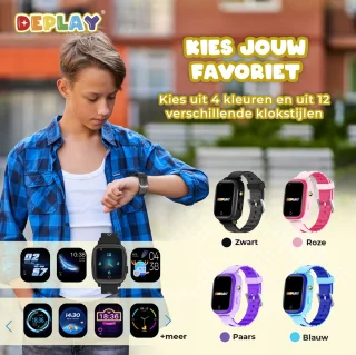 DEPLAY 4G KidsWatch GPS Kinder Smartwatch Zwart
