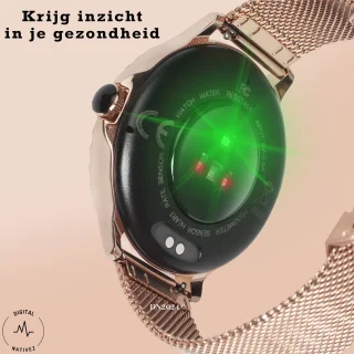Digital Nativez dames smartwatch rosegoud met zirkonia's