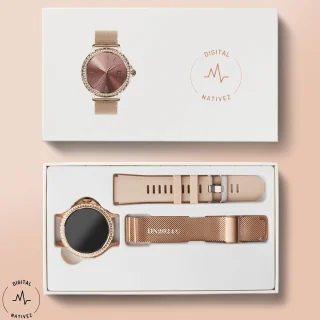 Digital Nativez dames smartwatch rosegoud met zirkonia's
