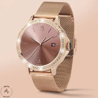 Digital Nativez dames smartwatch rosegoud met zirkonia's