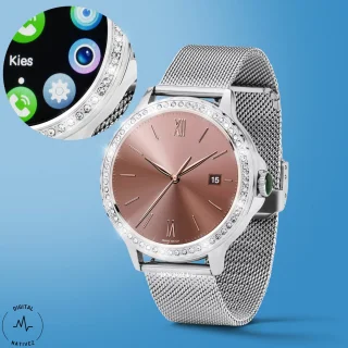 Digital Nativez dames smartwatch zilver met zirkonia en extra band