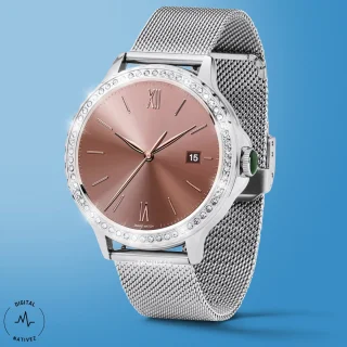 Digital Nativez dames smartwatch zilver met zirkonia en extra band
