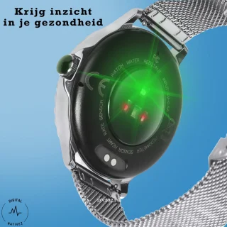 Digital Nativez dames smartwatch zilver met zirkonia en extra band