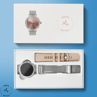 Digital Nativez dames smartwatch zilver met zirkonia en extra band
