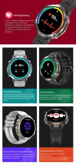 DrPhone ChronaX Max Rugged Smartwatch - Zwart
