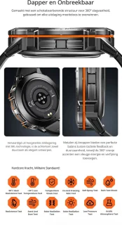 DrPhone ChronaX Max Rugged Smartwatch - Zwart