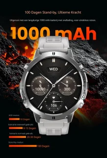 DrPhone ChronaX Max Rugged Smartwatch - Zwart