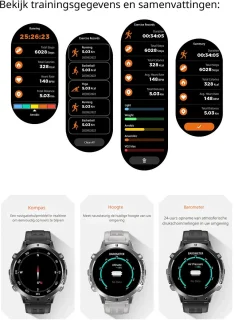 DrPhone ChronaX Max Rugged Smartwatch - Zwart
