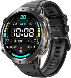 DrPhone ChronaX Max Rugged Smartwatch - Zwart