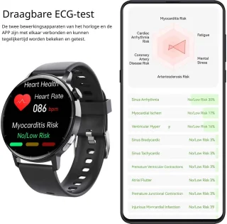 DrPhone ChronaX3 Smartwatch Zwart