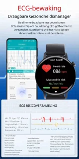 DrPhone ChronaX3 Smartwatch Zwart