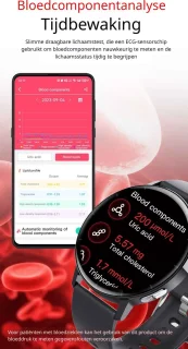 DrPhone ChronaX3 Smartwatch Zwart