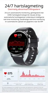 DrPhone ChronaX3 Smartwatch Zwart
