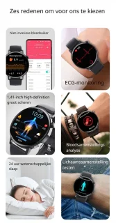 DrPhone ChronaX3 Smartwatch Zwart