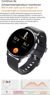 DrPhone ChronaX3 Smartwatch Zwart