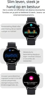 DrPhone ChronaX3 Smartwatch Zwart