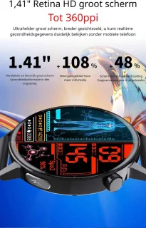 DrPhone ChronaX3 Smartwatch Zwart