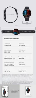 DrPhone ChronaX3 Smartwatch Zwart