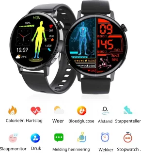 DrPhone ChronaX3 Smartwatch Zwart