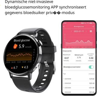 DrPhone ChronaX3 Smartwatch Zwart