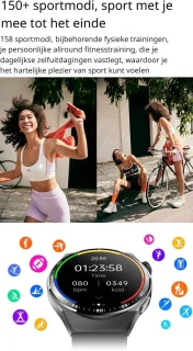 DrPhone ChronaX4 Smartwatch – Zwart